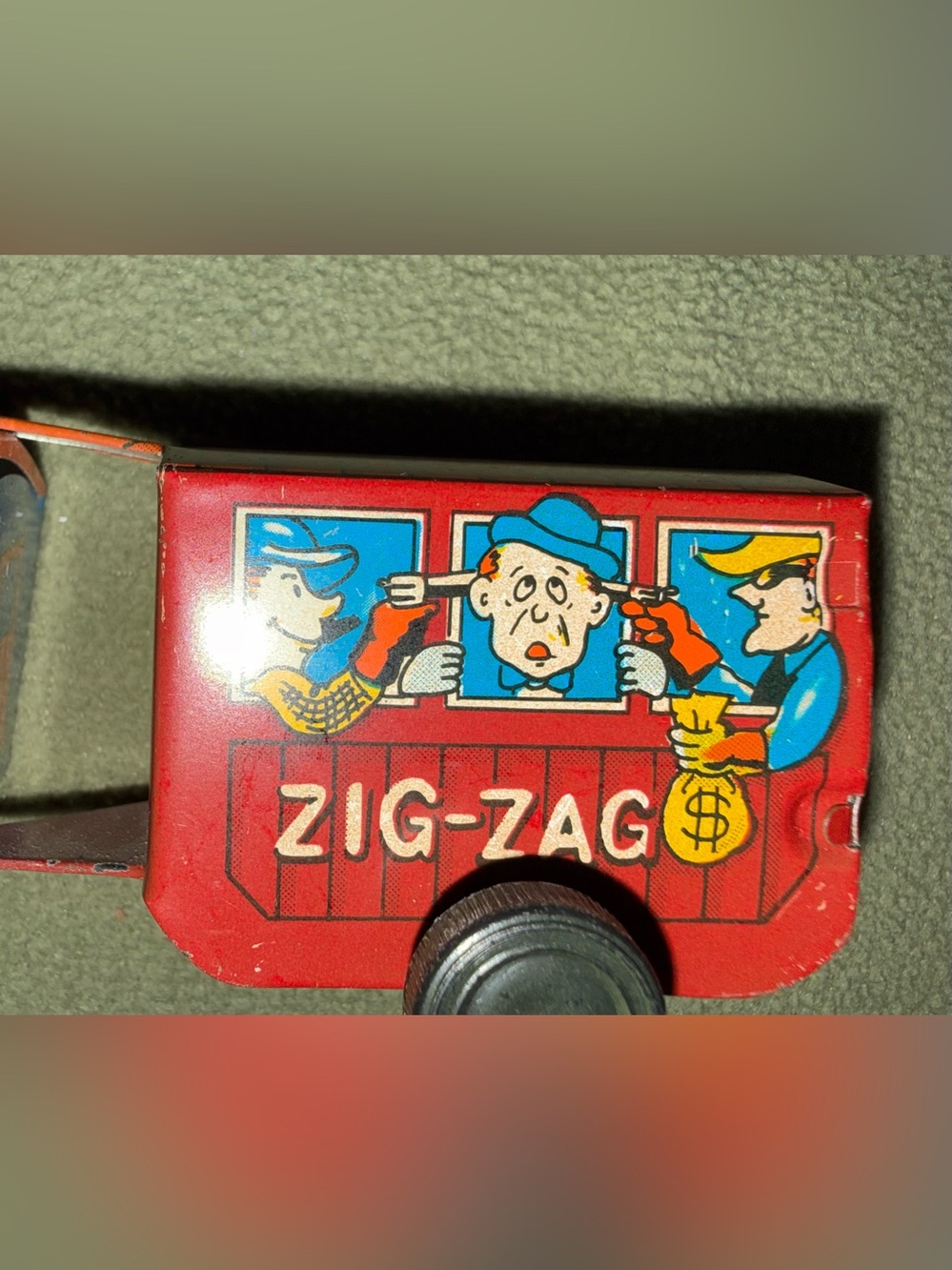 Vintage Western Comic Zig Zag Express Tin Train Toy